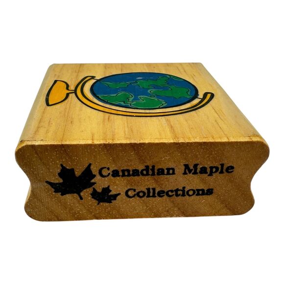 World Globe Travel Series Wood Mounted Rubber Stamp Canadian Maple Collections - Picture 3 of 5